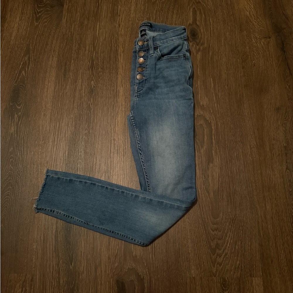 Calvin Klein High-Rise Button-Fly Skinny Blue Jeans